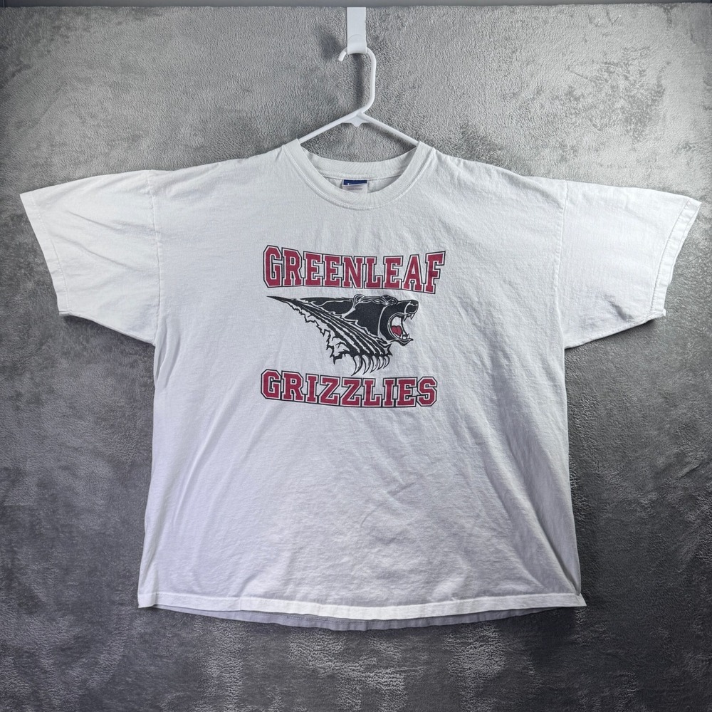 Champion Greenleaf Grizzlies T Shirt Mens 2XL White Short Sleeve Cotton Graphic - Picture 5 of 7